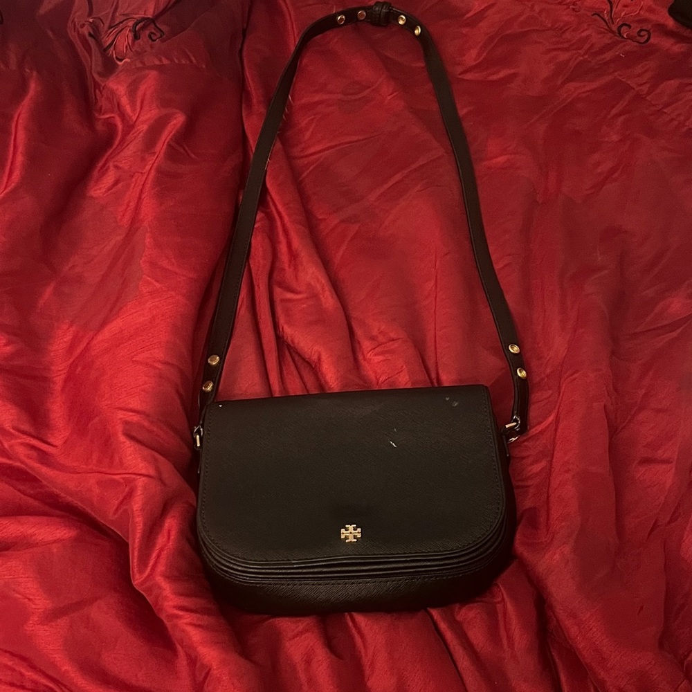 Tory Burch Black Crossbody Bag with Gold Accents